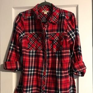 Button down red plaid shirt